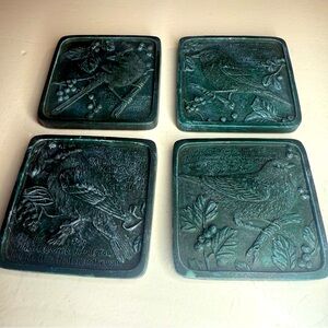 Song Birds drink/beverages Coasters Green Set of two.